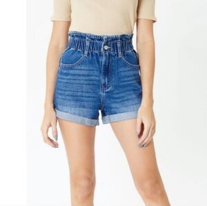 Kancan Nolan High Waist Paperbag Denim Shorts Medium